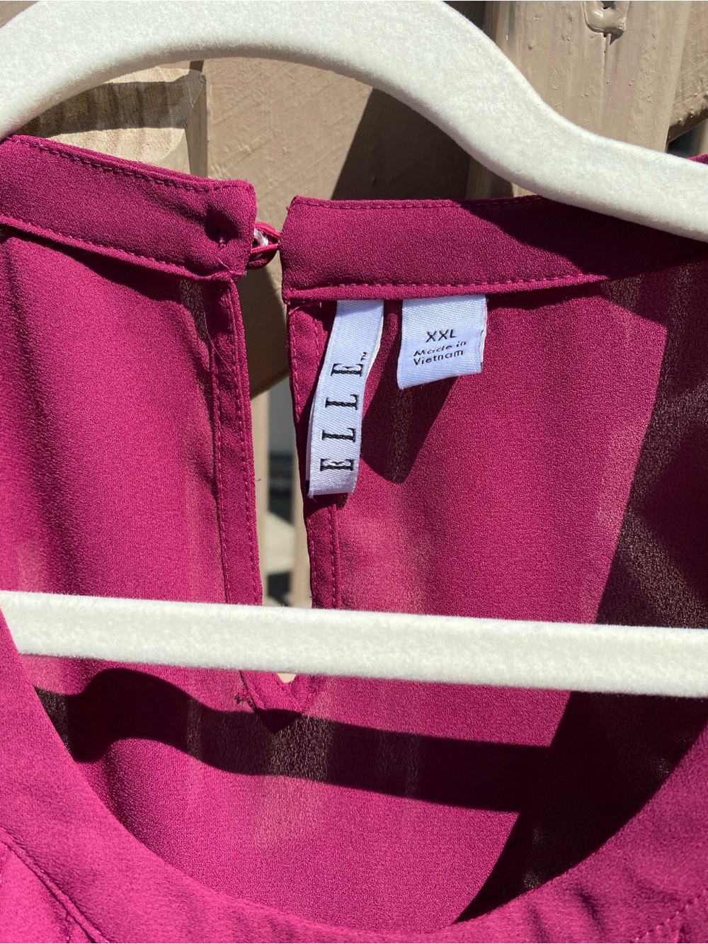 ELLE XXL Magenta Ruffle Sleeve Pleated Blouse Keyhole Back Career Top - Picture 6 of 11